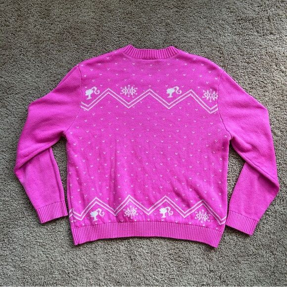 Barbie Mattel Pink Crew Neck Christmas Sweater Size Medium - Picture 2 of 8